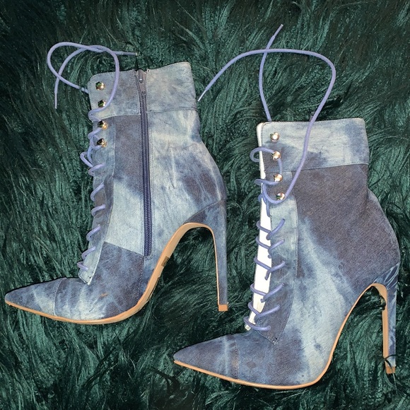 JEFFREY CAMPBELL LACE UP JEAN STILETTO BOOTS - Picture 5 of 5